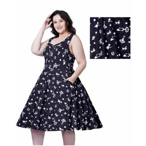 Miss Lulo Robot Print Swing Dress-Apparel & Accessories-Glitz Glam and Rebellion GGR Pinup, Retro, and Rockabilly Fashions