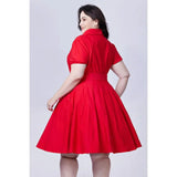 Miss Lulo Monroe Red Solid Shirt Dress-Glitz Glam and Rebellion GGR Pinup, Retro, and Rockabilly Fashions