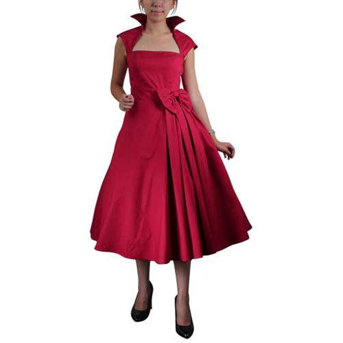 Vamp Collar Dress in Red-Dress-Glitz Glam and Rebellion GGR Pinup, Retro, and Rockabilly Fashions