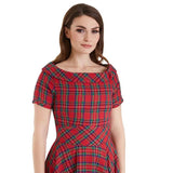 Darlene Retro Highland Red Tartan Circle Dress-Apparel & Accessories-Glitz Glam and Rebellion GGR Pinup, Retro, and Rockabilly Fashions