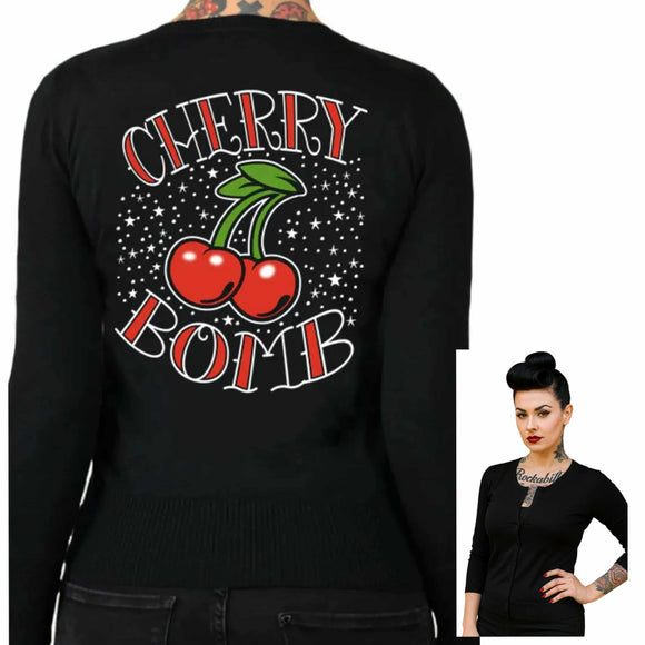 Pinky Star - Cherry Bomb Cardigan-Cardigan-Glitz Glam and Rebellion GGR Pinup, Retro, and Rockabilly Fashions