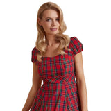 Claudia Highland Red Tartan Swing Dress-Apparel & Accessories-Glitz Glam and Rebellion GGR Pinup, Retro, and Rockabilly Fashions