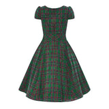 Claudia 50s Style Green Tartan Swing Dress-Apparel & Accessories-Glitz Glam and Rebellion GGR Pinup, Retro, and Rockabilly Fashions