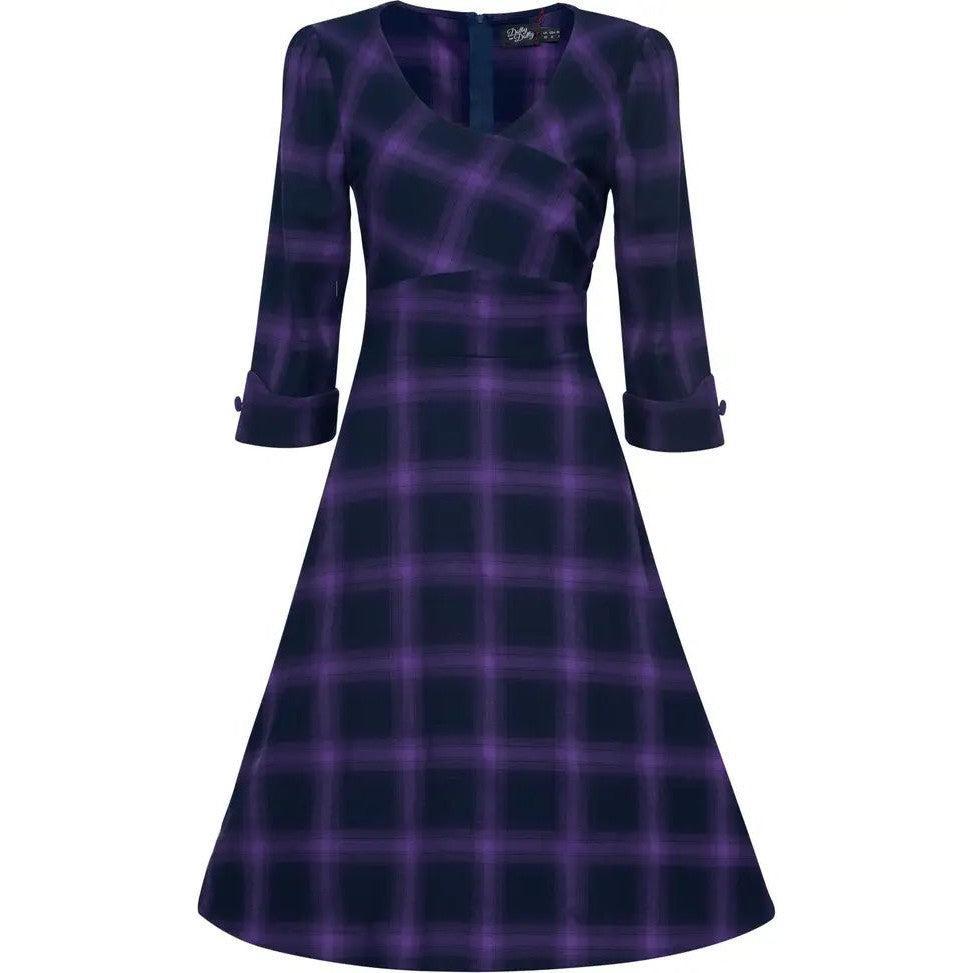 Katherine Purple Tartan Swing Dress