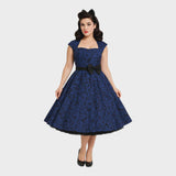 Midnight Vamp Collar Swing Dress-Apparel & Accessories-Glitz Glam and Rebellion GGR Pinup, Retro, and Rockabilly Fashions