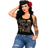 Pinky Star Tank Top - Getting Freaky At the Tiki in Cream-Tank Top-Glitz Glam and Rebellion GGR Pinup, Retro, and Rockabilly Fashions