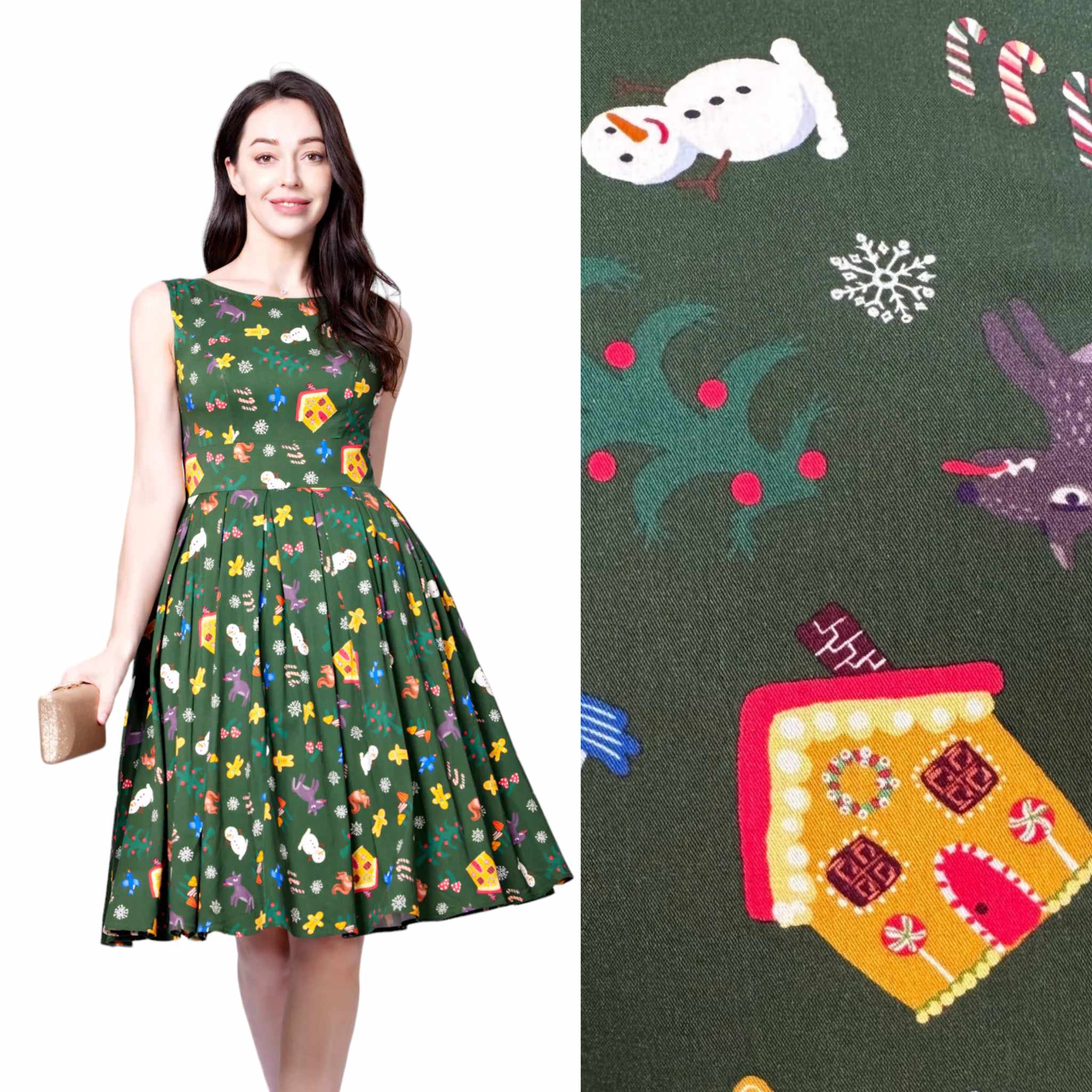 Miss Lulo Lily Holiday Town Swing Dress