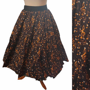 Music Note Elastic Waist Skirt-Skirts-Glitz Glam and Rebellion GGR Pinup, Retro, and Rockabilly Fashions