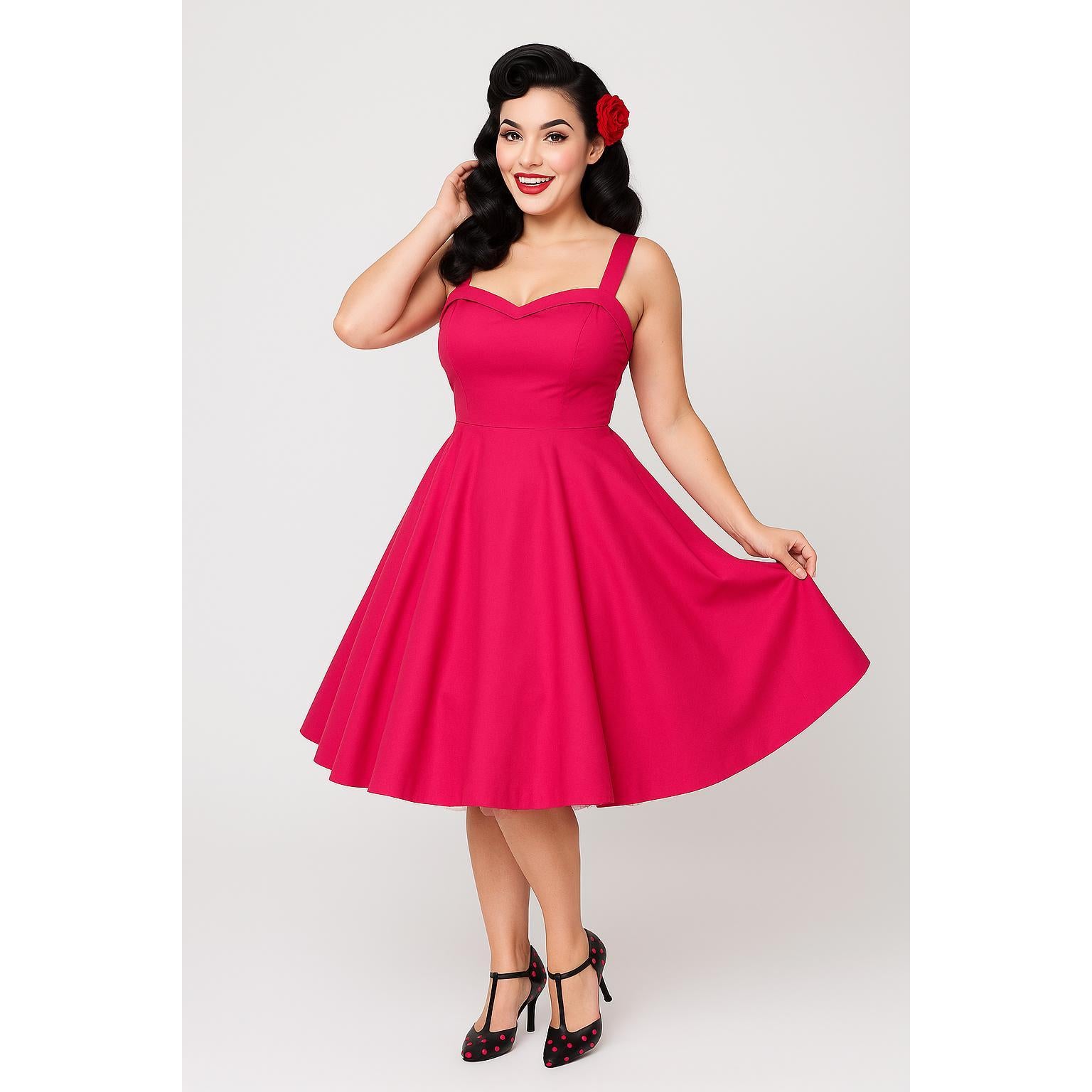 Hemet Sweetheart Swing Dress in Hot Pink – Glitz Glam and Rebellion