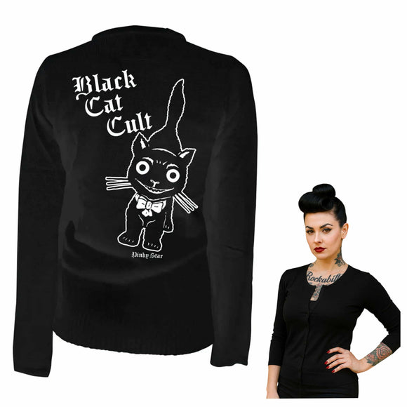 Pinky Star -Black Cat Cult Cardigan-Cardigan-Glitz Glam and Rebellion GGR Pinup, Retro, and Rockabilly Fashions