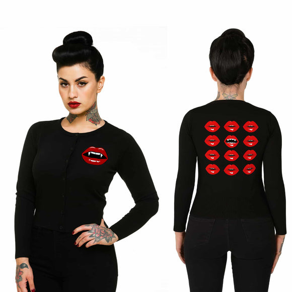 Pinky Star - Vampire Kiss Cardigan-Cardigan-Glitz Glam and Rebellion GGR Pinup, Retro, and Rockabilly Fashions