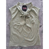 Sage Dot Bow Top-Shirts & Tops-Glitz Glam and Rebellion GGR Pinup, Retro, and Rockabilly Fashions