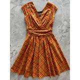 Orange Plaid Greta Dress-Dresses-Glitz Glam and Rebellion GGR Pinup, Retro, and Rockabilly Fashions