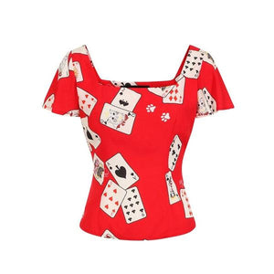 COLLECTIF FRANCOIS CAT CROUPIER TOP-Apparel & Accessories-Glitz Glam and Rebellion GGR Pinup, Retro, and Rockabilly Fashions