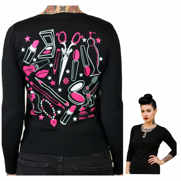 Pinky Star -Weapons of Choice Makeup Cardigan-Cardigan-Glitz Glam and Rebellion GGR Pinup, Retro, and Rockabilly Fashions