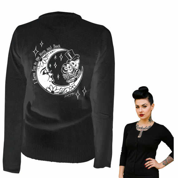 Pinky Star - To the Moon and Back Cardigan-Cardigan-Glitz Glam and Rebellion GGR Pinup, Retro, and Rockabilly Fashions