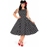 Candow Little Rebel Swing Dress – Black & White Polka Dot-Dress-Glitz Glam and Rebellion GGR Pinup, Retro, and Rockabilly Fashions
