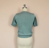 Hemet Spooky Spiderweb Knit Sweater in Pastel Sage
