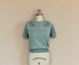 Hemet Spooky Spiderweb Knit Sweater in Pastel Sage