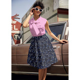 Pink Dot Bow Top-Shirts & Tops-Glitz Glam and Rebellion GGR Pinup, Retro, and Rockabilly Fashions