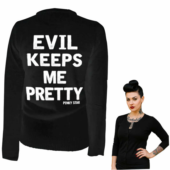 Pinky Star - Evil Keeps Me Pretty Cardigan-Cardigan-Glitz Glam and Rebellion GGR Pinup, Retro, and Rockabilly Fashions