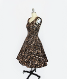 Hemet Leopard Print Sweetheart Vintage Inspired Circle Dress