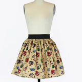 Hemet Pleated Elastic Waist Skirt in Tattoo Flash Art