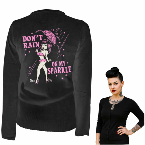 Pinky Star - Don’t Rain on My Sparkle Cardigan-Cardigan-Glitz Glam and Rebellion GGR Pinup, Retro, and Rockabilly Fashions