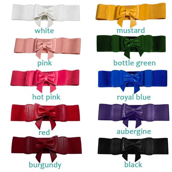 Banned Play It Right Bow Belts (14 colors!)-Belts-Glitz Glam and Rebellion GGR Pinup, Retro, and Rockabilly Fashions