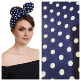 Dolly & Dotty Pinup and Rockabilly Headscarf in Navy with White Polka Dots-Hair Accessory-Glitz Glam and Rebellion GGR Pinup, Retro, and Rockabilly Fashions