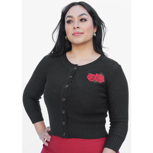 Red Roses Cardigan by Hemet-Cardigan-Glitz Glam and Rebellion GGR Pinup, Retro, and Rockabilly Fashions