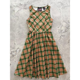 Retrolicious Rust & Green Plaid Midi Dress-Dresses-Glitz Glam and Rebellion GGR Pinup, Retro, and Rockabilly Fashions