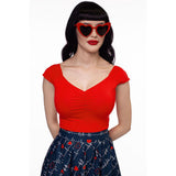 Isabel Top in Red-Shirts & Tops-Glitz Glam and Rebellion GGR Pinup, Retro, and Rockabilly Fashions
