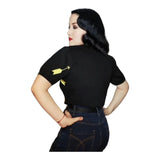 Star Struck Clothing Pullover in "Carefree" Pattern in Black-Top-Glitz Glam and Rebellion GGR Pinup, Retro, and Rockabilly Fashions