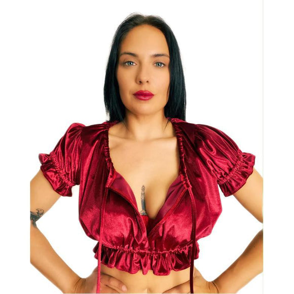 SwitchBlade Stiletto Red Lilly Peasant Top-Apparel & Accessories-Glitz Glam and Rebellion GGR Pinup, Retro, and Rockabilly Fashions