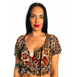 SwitchBlade Stiletto Leopard Lilly Peasant Top-Top-Glitz Glam and Rebellion GGR Pinup, Retro, and Rockabilly Fashions