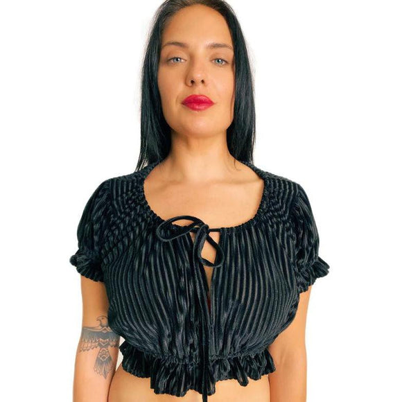 SwitchBlade Stiletto Black Lilly Peasant Top-Tops-Glitz Glam and Rebellion GGR Pinup, Retro, and Rockabilly Fashions