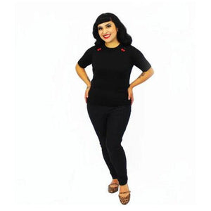 Hemet Red Cherry Black Rackabilly Top-Glitz Glam and Rebellion GGR Pinup, Retro, and Rockabilly Fashions