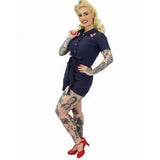 Hemet Stretchy Nautical Anchor Navy Romper with Belt-Glitz Glam and Rebellion GGR Pinup, Retro, and Rockabilly Fashions