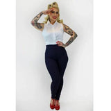 Hemet Navy Pin Up High Waist Cigarette Pants-Glitz Glam and Rebellion GGR Pinup, Retro, and Rockabilly Fashions