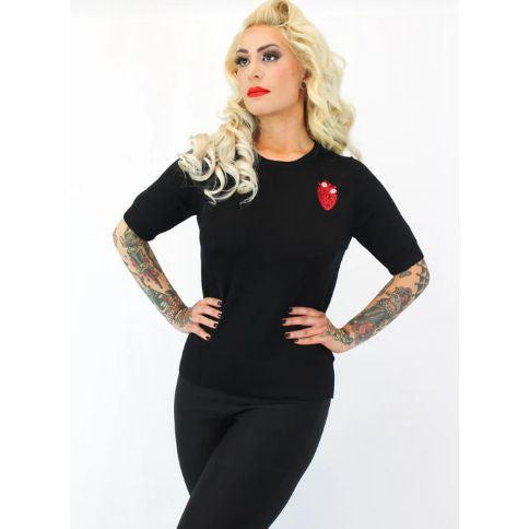 Hemet Embroidered Heart Vintage Inspired Pullover Top-Glitz Glam and Rebellion GGR Pinup, Retro, and Rockabilly Fashions