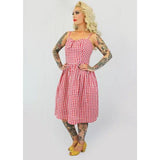 Hemet Red Gingham Dress with Adjustable Straps-Glitz Glam and Rebellion GGR Pinup, Retro, and Rockabilly Fashions