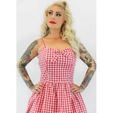 Hemet Red Gingham Dress with Adjustable Straps-Glitz Glam and Rebellion GGR Pinup, Retro, and Rockabilly Fashions