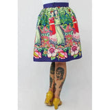 Purple Frida Mexican Vintage Inspired Retro Thick Sateen Band Skirt-Glitz Glam and Rebellion GGR Pinup, Retro, and Rockabilly Fashions