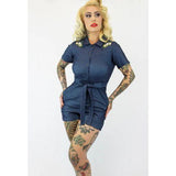 Hemet One Piece Floral Denim Romper-Glitz Glam and Rebellion GGR Pinup, Retro, and Rockabilly Fashions