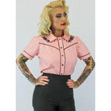 Pink Black Rose Rockabilly Western Top by Hemet-Blouse-Glitz Glam and Rebellion GGR Pinup, Retro, and Rockabilly Fashions