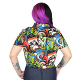 Hollywood Monster Horror Knot Top by Hemet-blouse-Glitz Glam and Rebellion GGR Pinup, Retro, and Rockabilly Fashions