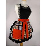 Cartas Marcadas Day of the Dead Apron With Lace Trim Load by Hemet-Pinup Aprons-Glitz Glam and Rebellion GGR Pinup, Retro, and Rockabilly Fashions