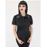 Embroidered Spiderwebs and Spider Black Western Top by Hemet-Blouse-Glitz Glam and Rebellion GGR Pinup, Retro, and Rockabilly Fashions