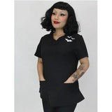 Embroidered Bat Medical Scrub by Hemet-Blouse-Glitz Glam and Rebellion GGR Pinup, Retro, and Rockabilly Fashions